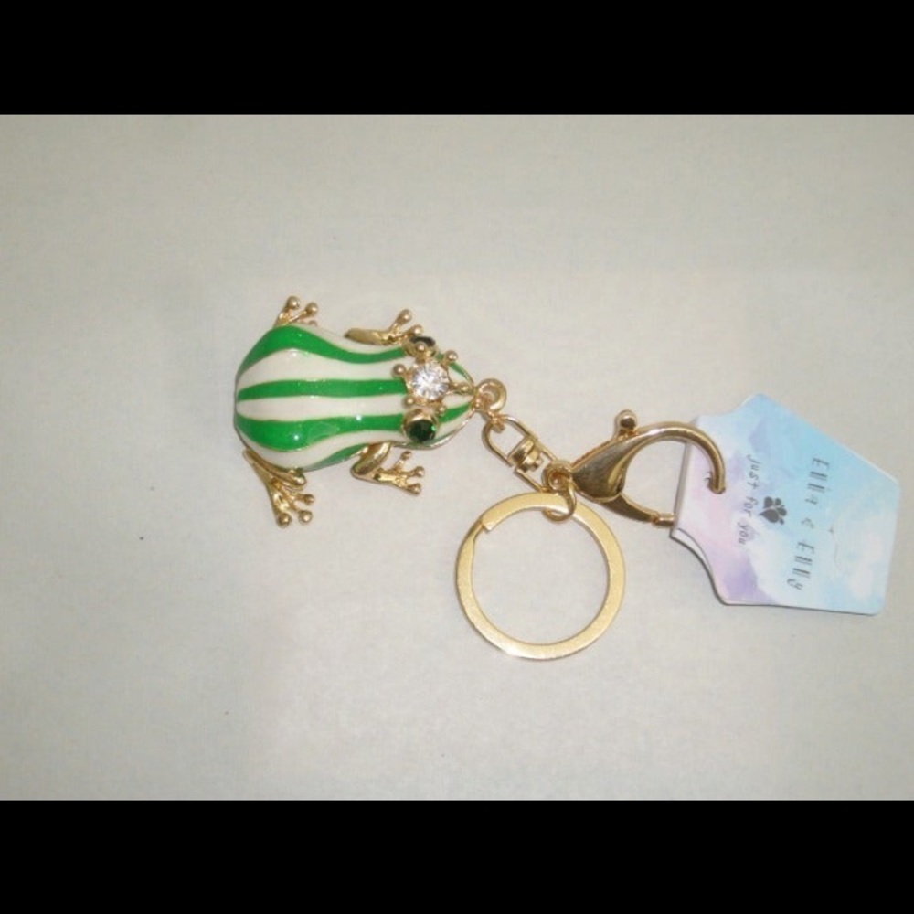 ♥️- Green & White Frog Prince Purse Charm - Picture 3 of 7